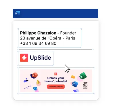 Philippe Chazalon's UpSlide business card featuring the UpSlide logo and B Corp certification.