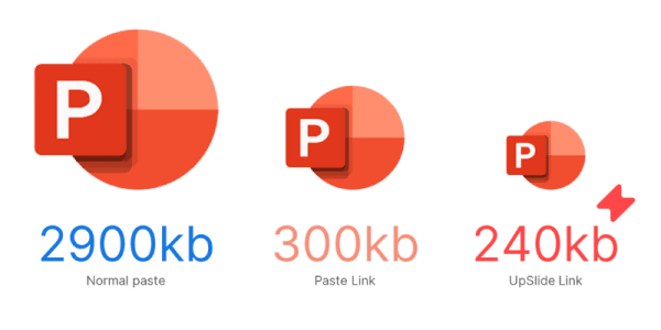 Enjoy lighter file sizes with UpSlide's Excel Link