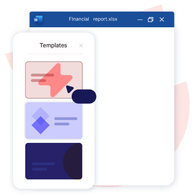 Excel templates selection screen with various design options.