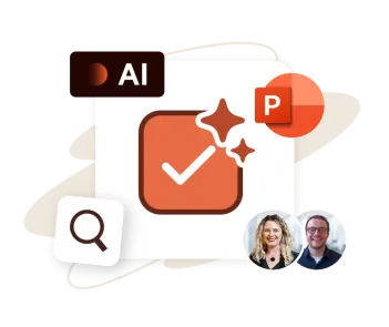 Software due diligence checklist icon with AI and P logos, and team members.