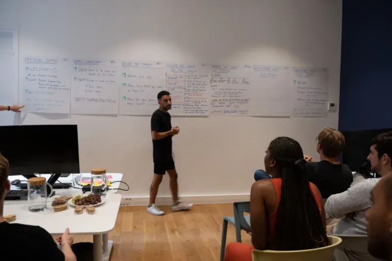 A person leading a workshop on sustainability