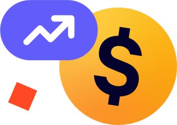 Stock market growth represented by upward trend and dollar sign.