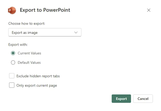 Export an image from Power BI to PowerPoint